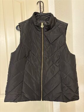 Michael Kors Black Puffer Vest 1X Plus Size Quilted Zip Up Lightweight Jacket